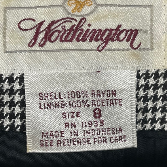 Vintage Worthington Houndstooth Rayon Blazer 8 - Picture 8 of 9